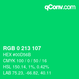 Color code: RGB 0 213 107 | qconv.com