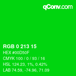 Color code: RGB 0 213 15 | qconv.com