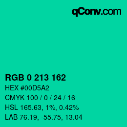 Color code: RGB 0 213 162 | qconv.com