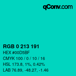 Color code: RGB 0 213 191 | qconv.com