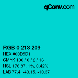 Color code: RGB 0 213 209 | qconv.com