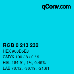 Color code: RGB 0 213 232 | qconv.com