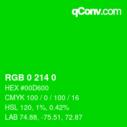 Color code: RGB 0 214 0 | qconv.com