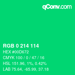 Color code: RGB 0 214 114 | qconv.com