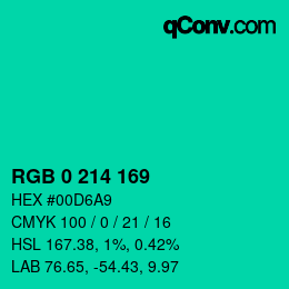 Color code: RGB 0 214 169 | qconv.com