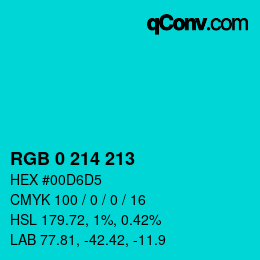 Color code: RGB 0 214 213 | qconv.com