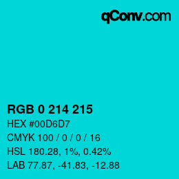 Color code: RGB 0 214 215 | qconv.com