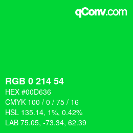颜色代码: RGB 0 214 54 | qconv.com