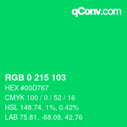Color code: RGB 0 215 103 | qconv.com