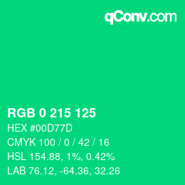 颜色代码: RGB 0 215 125 | qconv.com