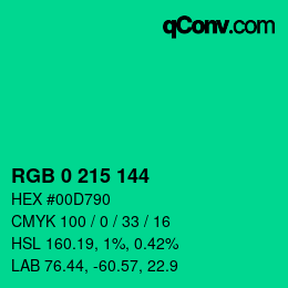 Color code: RGB 0 215 144 | qconv.com