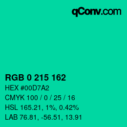 Color code: RGB 0 215 162 | qconv.com