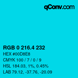 カラーコード: RGB 0 216.4 232 | qconv.com