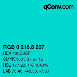 カラーコード: RGB 0 216.8 207 | qconv.com
