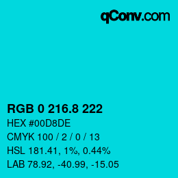 カラーコード: RGB 0 216.8 222 | qconv.com