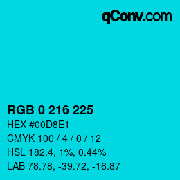 Color code: RGB 0 216 225 | qconv.com
