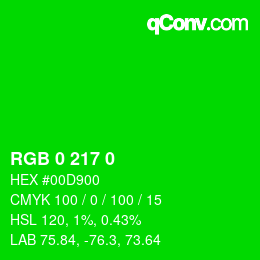 Color code: RGB 0 217 0 | qconv.com