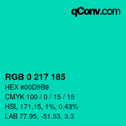 Color code: RGB 0 217 185 | qconv.com