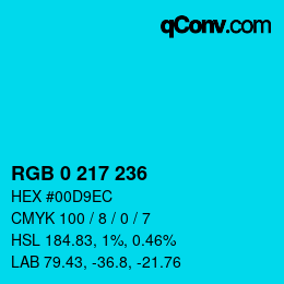 Color code: RGB 0 217 236 | qconv.com