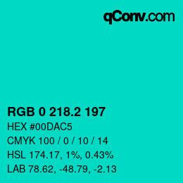 カラーコード: RGB 0 218.2 197 | qconv.com