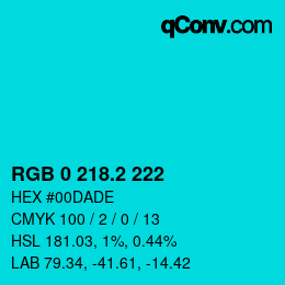 カラーコード: RGB 0 218.2 222 | qconv.com