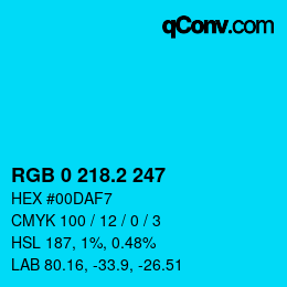 カラーコード: RGB 0 218.2 247 | qconv.com