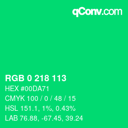 Color code: RGB 0 218 113 | qconv.com