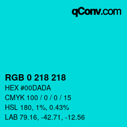 Color code: RGB 0 218 218 | qconv.com