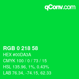Color code: RGB 0 218 58 | qconv.com