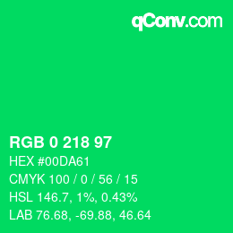 Color code: RGB 0 218 97 | qconv.com