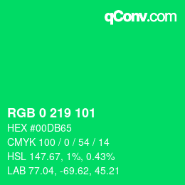 Color code: RGB 0 219 101 | qconv.com