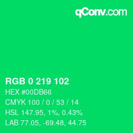 Color code: RGB 0 219 102 | qconv.com