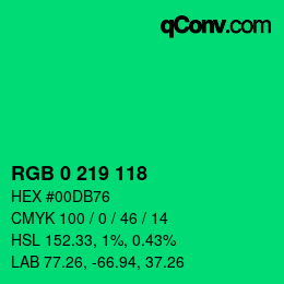 Color code: RGB 0 219 118 | qconv.com