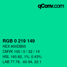 カラーコード: RGB 0 219 149 | qconv.com