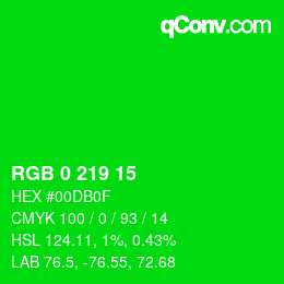 Color code: RGB 0 219 15 | qconv.com