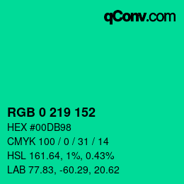 Color code: RGB 0 219 152 | qconv.com
