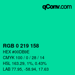 Color code: RGB 0 219 158 | qconv.com