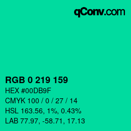 Color code: RGB 0 219 159 | qconv.com