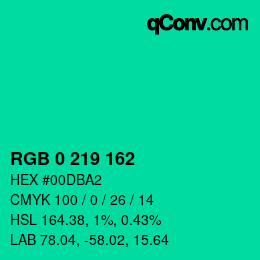 Color code: RGB 0 219 162 | qconv.com