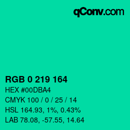 Color code: RGB 0 219 164 | qconv.com