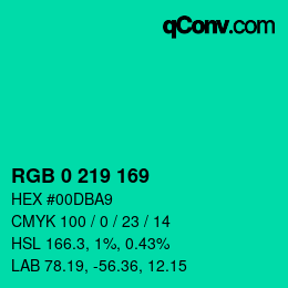 Color code: RGB 0 219 169 | qconv.com