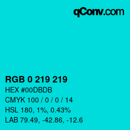 Color code: RGB 0 219 219 | qconv.com