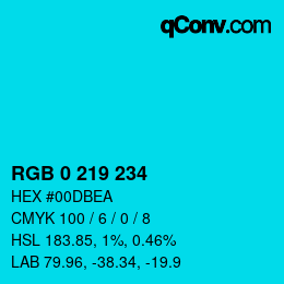 カラーコード: RGB 0 219 234 | qconv.com
