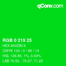 Color code: RGB 0 219 25 | qconv.com