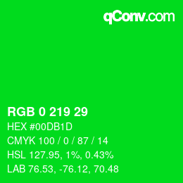 Color code: RGB 0 219 29 | qconv.com