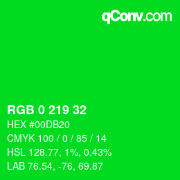 Color code: RGB 0 219 32 | qconv.com