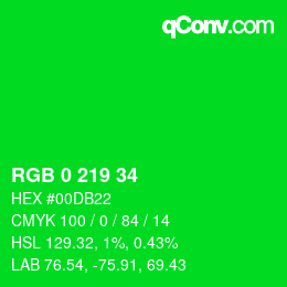 Color code: RGB 0 219 34 | qconv.com