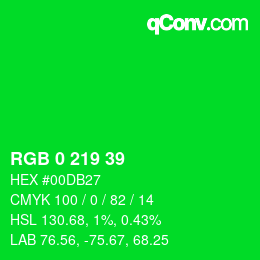 Color code: RGB 0 219 39 | qconv.com