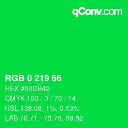 Color code: RGB 0 219 66 | qconv.com