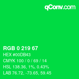 Color code: RGB 0 219 67 | qconv.com